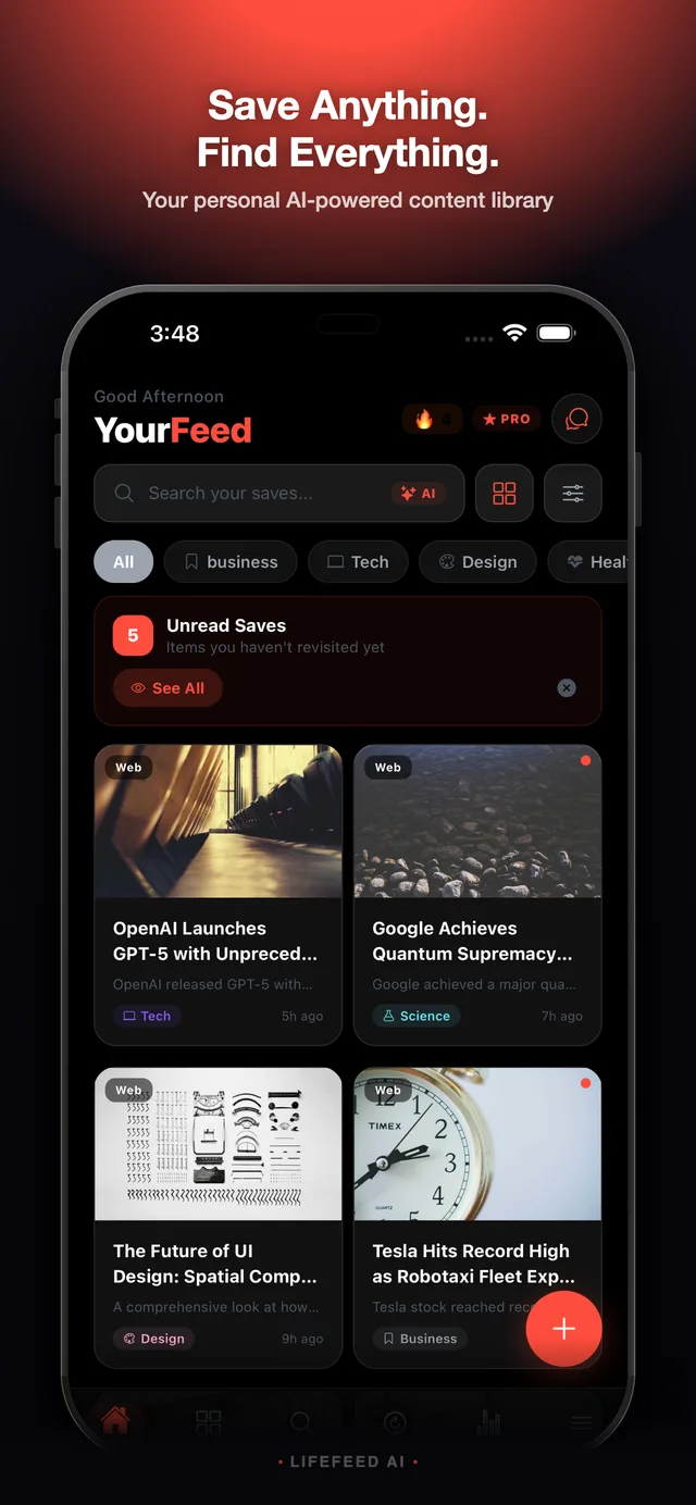 LifeFeed AI app screenshot